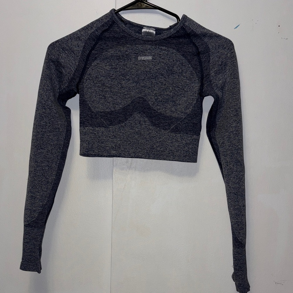 Gymshark Heathered Navy Long Sleeve Crop Top